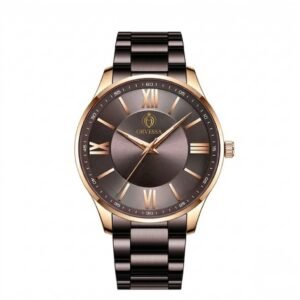 Orvessa 8383 Men’s Stainless Steel Watch - Coffee Dial & Rose Gold Bezel - 43mm Analog Quartz